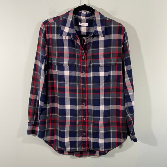 Equipment Women’s Red White and Grey Plaid Button Up Flannel Shirt Size S - Picture 1 of 9